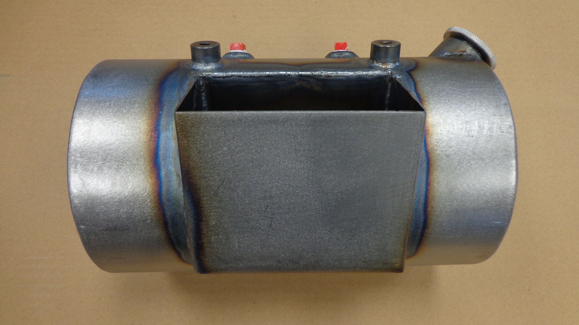 Round Steel 3 Quart Motorcycle Oil Tank with Builtin Battery Box HONDA